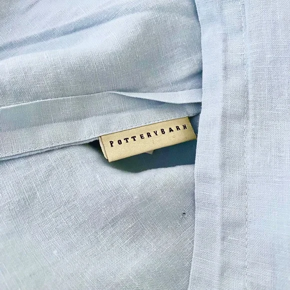 Pottery Barn Linen Pleated Ruffle Fringe Euro Pillow Sham Covers - 2 - Picture 3 of 4